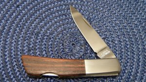 Gerber Portland, OR Silver Knight by Sakai Japan Wood Folding Lockback Knife
