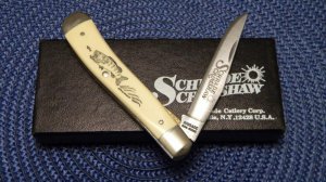 Schrade USA SC503 Scrimshawed Bass Linerlock Knife c.1989 - NIB