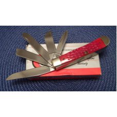 Case XX USA 5 Dot (1995) Dark Red Bone DR6554 SS The Beast 5 Blade Trapper Knife - NIB Case XX USA 5 Dot (1995) Dark Red Bone DR6554 SS The Beast 5 Blade Trapper Knife - NIB