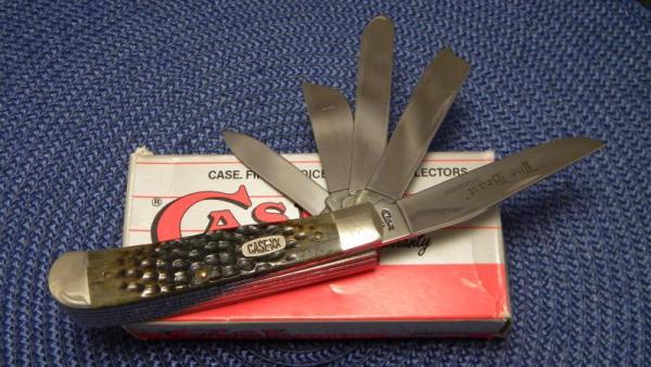 Case XX USA 4 Dot (1996) Green Bone G6554 SS The Beast 5 Blade Trapper Knife - NIB Case XX USA 4 Dot (1996) Green Bone G6554 SS The Beast 5 Blade Trapper Knife - NIB