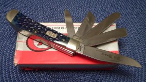 Case XX USA 3 Dot (1997) Blue Bone 6554 SS The Beast 5 Blade Trapper  Knife - NIB