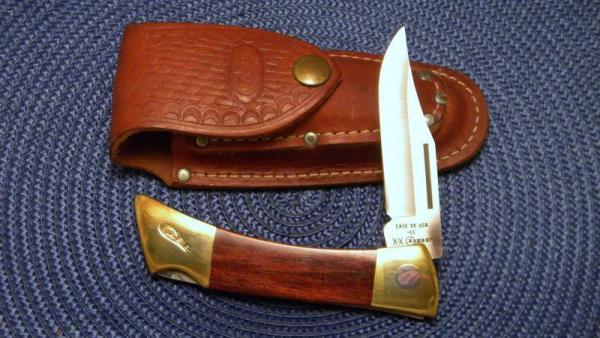 Case XX SS USA 1 Dot (1989) Wood XX Changer Lockback Knife & Pouch Case XX SS USA 1 Dot (1989) Wood XX Changer Lockback Knife & Pouch