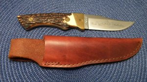 Schrade Uncle Henry USA 144UH Staglon Dixie Collection Guides Choice Fixed Blade Knife & Sheath