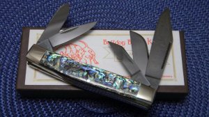 Bulldog Brand Solingen Germany Abalone Pearl 25th Anniversary Montana Stockman Knife c.2003 - NIB