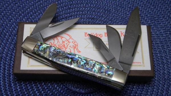 Bulldog Brand Solingen Germany Abalone Pearl 25th Anniversary Montana Stockman Knife c.2003 - NIB Bulldog Brand Solingen Germany Abalone Pearl 25th Anniversary Montana Stockman Knife c.2003 - NIB