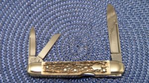 Fight'n Rooster Frank Buster Cut. Co. Germany Stag Lockback Whittler Knife
