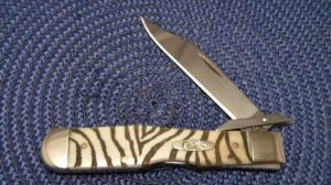 Case XX USA 2003 Zebra Bone 6111 1/2L SS Cheetah Knife