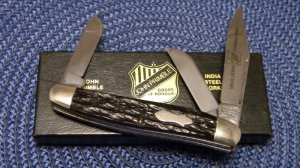 John Primble India Steel Works 1987 Bone Stockman Knife - NIB