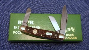 Boker Solingen Germany Tree Brand Classic Bone 7588 Stockman Knife c.1970's - NIB