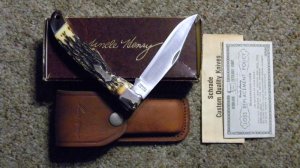 Schrade + USA 127UH Uncle Henry Staglon Lockblade Hunter Knife & Pouch - NIB