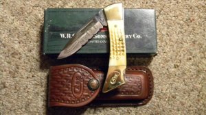 Case XX USA 2003 Bone 59L SS Hunting Heritage Collection Lockback Knife & Pouch - NIB
