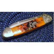 Case XX USA 2002 Burnt Orange Bone 62162 SS Scrolled Bolsters Baby Butterbean Canoe Knife Case XX USA 2002 Burnt Orange Bone 62162 SS Scrolled Bolsters Baby Butterbean Canoe Knife