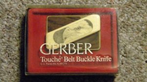 Gerber Portland, OR 97223 USA Scrimshawed Touche' Belt Buckle Knife - NIB