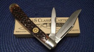 Camillus NY USA CCC-4 Bone Classic Cartridge Bone .257 ROBERTS Banana Trapper Knife in Box