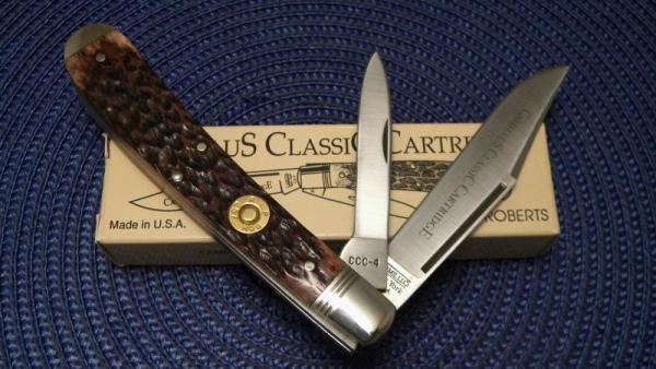 Camillus NY USA CCC-4 Bone Classic Cartridge Bone .257 ROBERTS Banana Trapper Knife in Box Camillus NY USA CCC-4 Bone Classic Cartridge Bone .257 ROBERTS Banana Trapper Knife in Box