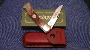 Remington USA Delrin R-9 Lockback Knife & Pouch - NIB