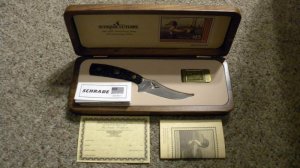 Schrade + USA LTD. Green Bone 2001-2002 Federal Duck Stamp DS15 Fixed Blade Knife - NIB