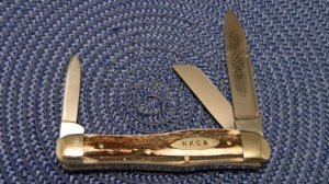 Kissing Crane Solingen Germany 1980 NKCA Club Knife Stag Gunstock