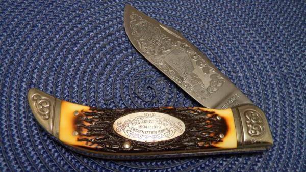 Schrade + USA Staglon 75th Anniversary Clasp Knife c.1979 Schrade + USA Staglon 75th Anniversary Clasp Knife c.1979