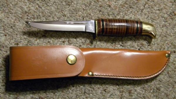 Boker Solingen Germany Alemania 190 Stacked Leather Fixed Blade Sheath Knife c.1960-1970 Boker Solingen Germany Alemania 190 Stacked Leather Fixed Blade Sheath Knife c.1960-1970