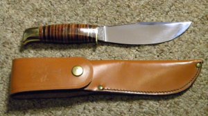 Boker Solingen Germany Alemania 193 Stacked Leather Fixed Blade Sheath Knife c.1960-1970