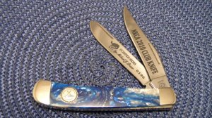 Painted Pony Michael Prater Blue Lagoon Mica Pearl Trapper 2010 NKCA Club Knife