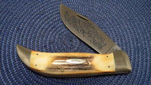 Case XX Hand Made USA 3 Dot (1977) Stag 5172 SSP Blue Scroll Clasp Knife