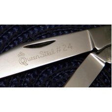 Queen #24 Imitation Winterbottom Bone Slimline Trapper Knife No Tang Stamp Etched c.1960's