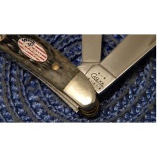 Case XX USA 2002 Bone 6220 SS American Flag Shield Peanut Knife Case XX USA 2002 Bone 6220 SS American Flag Shield Peanut Knife