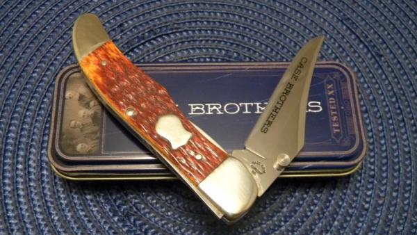 Case Bros Cutlery Co USA Chestnut Bone 61265LC SS Linerlock Folding Hunter Knife in Box c.2003 Case Bros Cutlery Co USA Chestnut Bone 61265LC SS Linerlock Folding Hunter Knife in Box c.2003