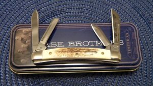 C Platts' Sons USA Burnt Stag 5468 SS Congress Knife in Box c.2005