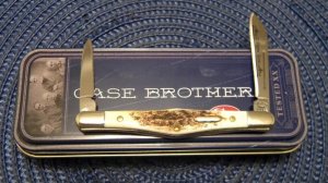 C Platts' Sons USA Burnt Stag 52156 SS Tuxedo Knife in Box c.2005