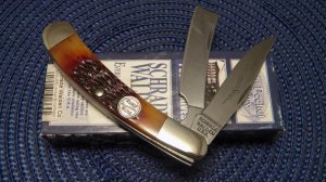 Schrade Walden USA (Taylor Cutlery) Amber Bone SWAJB50 Everlastingly Sharp Razor Trapper Knife - NIB