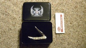 Case XX USA 2005 Bone 610096 SS Orange County Choppers Tiny Texas Toothpick Knife in Tin
