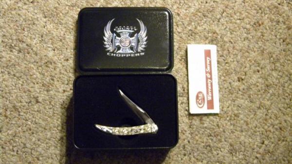 Case XX USA 2005 Bone 610096 SS Orange County Choppers Tiny Texas Toothpick Knife in Tin Case XX USA 2005 Bone 610096 SS Orange County Choppers Tiny Texas Toothpick Knife in Tin