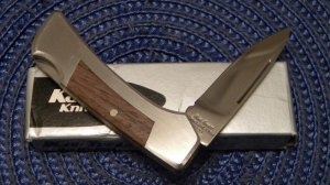 Ka-Bar Cleveland Ohio 2793 Stainless Hong Kong Metal & Wood Lockback Knife in Box c.1966-1982