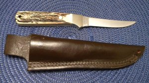 Schrade + USA 164UH Uncle Henry Staglon Badger Fixed Blade Sheath Knife