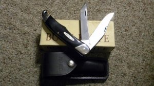 Buck 317 USA Black Saw Cut Delrin Folding Hunter Knife & Pouch c.Pre-1986 in Box