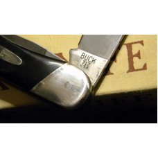 Buck 317 USA Black Saw Cut Delrin Folding Hunter Knife & Pouch c.Pre-1986 in Box