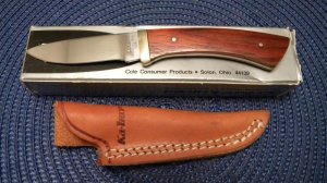 Ka-Bar Cleveland Ohio 1228 Stainless Hong Kong Wood Fixed Blade Sheath Knife in Box c.1966-1982