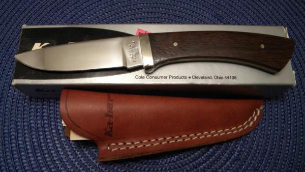 Ka-Bar Cleveland Ohio 1229 Stainless Hong Kong Wood Fixed Blade Sheath Knife in Box c.1966-1982 Ka-Bar Cleveland Ohio 1229 Stainless Hong Kong Wood Fixed Blade Sheath Knife in Box c.1966-1982