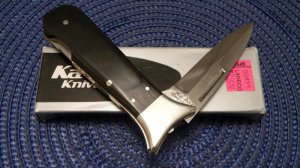 Ka-Bar Cleveland Ohio 2753 Hi Stainless Japan Wood Lockback Knife in Box c.1966-1982