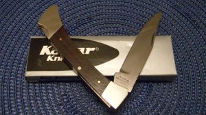 Ka-Bar Cleveland Ohio 1606 Stainless Hong Kong Wood Lockback Knife in Box c.1966-1982