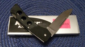 Ka-Bar Cleveland Ohio 2795 Stainless Hong Kong Black Plastic Lockback Knife in Box c.1966-1982