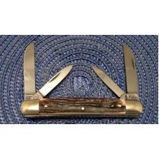 Bulldog Brand Hammer Forged Solingen Germany Stag 4 Blade Congress Knife c.1984 Bulldog Brand Hammer Forged Solingen Germany Stag 4 Blade Congress Knife c.1984