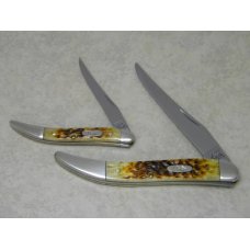 Case XX USA 2001 Bone 610096 SS & 610094 SS Toothpick Knife Set in Tin Box Case XX USA 2001 Bone 610096 SS & 610094 SS Toothpick Knife Set in Tin Box