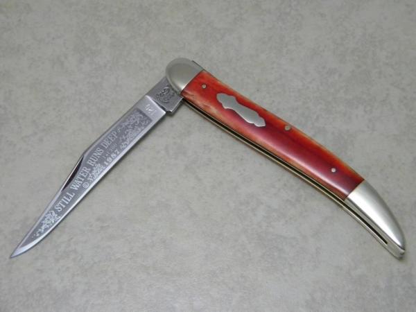 Fight'n Rooster Germany Red Bone Toothpick Knife Still Water Runs Deep c.1987