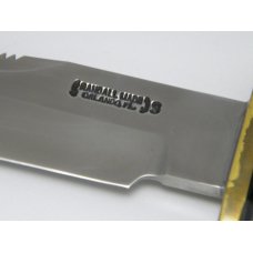 Randall Model 14 Finger Grooved Micarta Attack Saw Teeth Fixed Blade Knife with Byrds Riveted Sheath
