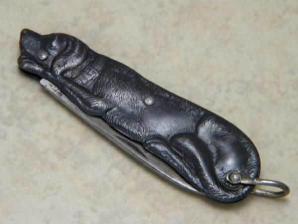 Majestic Cutlery Co. Germany Metal Sleeping Dog Figural Knife c.1904-1927 Majestic Cutlery Co. Germany Metal Sleeping Dog Figural Knife c.1904-1927