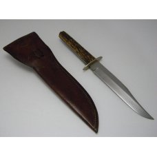 M. Klaas England Kissing Crane Brand Bone Bowie Hunter Fixed Blade Sheath Knife M. Klaas England Kissing Crane Brand Bone Bowie Hunter Fixed Blade Sheath Knife